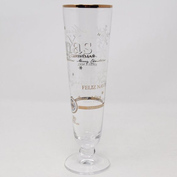 Warsteiner Merry Christmas Winter Stars Tulip Champagne Beer Glass with Box 2010 - Picture 11 of 16